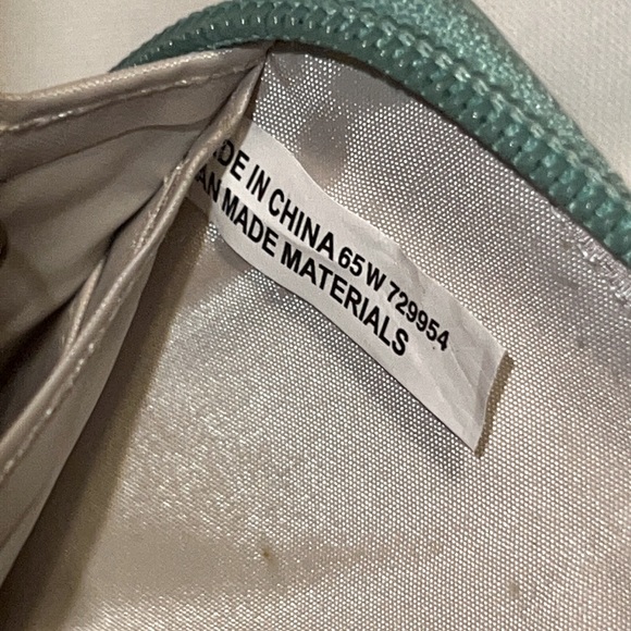 Teal Laser Cut Wallet Soft Vegan Leather Large 3 Side Zip Wallet Detach Strap - Picture 8 of 10